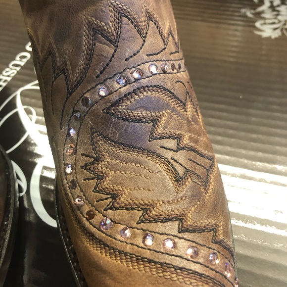 Dan Post ladies custom boots tan pink stones NWT - Picture 3 of 9